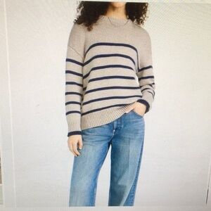 Z SUPPLY/GRAY & NAVY-HEAVY TEXTURED KNIT STRIPE CREWNECK/NEW